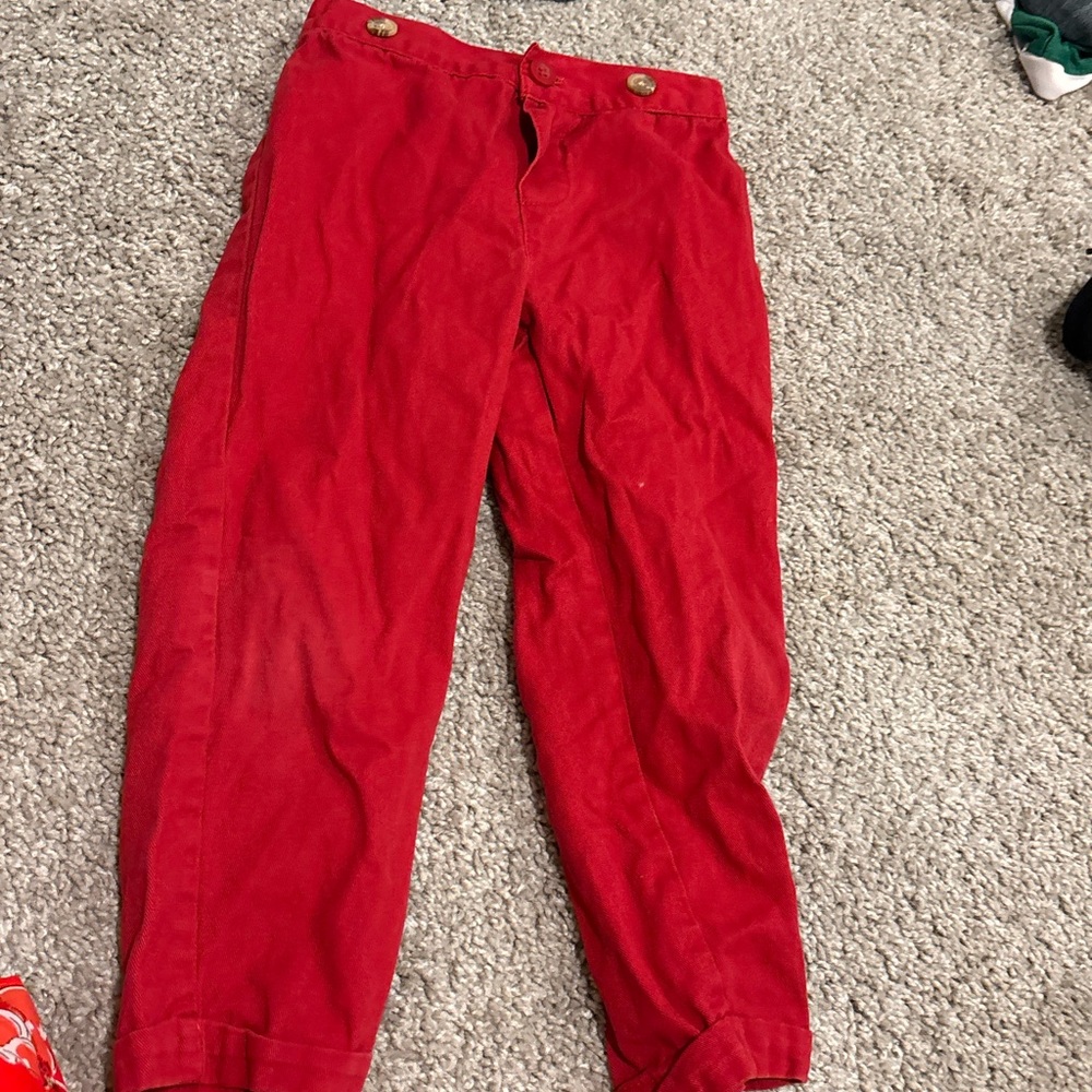 Kids Red Casual Corduroy Pants